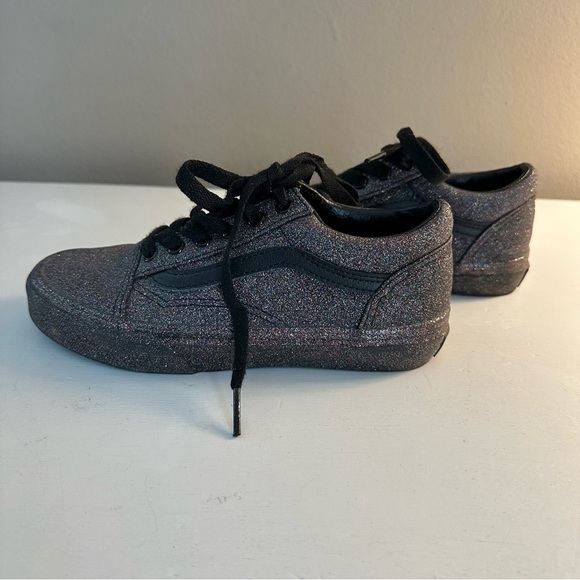 Vans Black Rainbow Sparkle Old Skool Off the Wall Girls Sneakers Size 2 - Picture 2 of 8